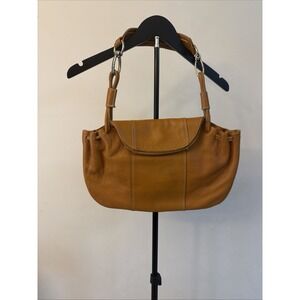 Carla Mancini Leather Handbag Cognac Toggle Envelope Hippie Boho Shoulder Bag